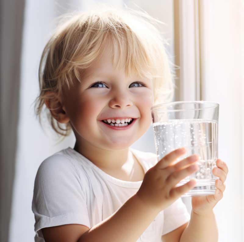 Kind mit Wasserglas